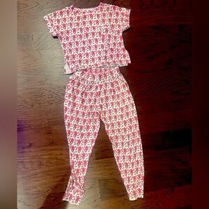 Roller Rabbit Pajamas - Womens Size XS - cuffed pants with short sleeve top EUC